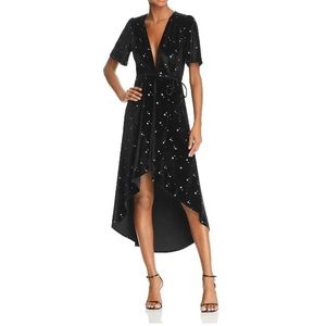 Re:Named velvet star print velvet wrap dress. M